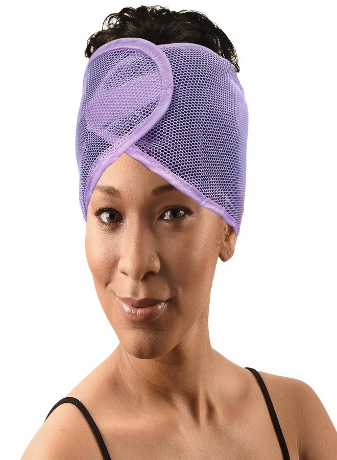 DONNA Argan Mesh Wrap Purple Color 1PC - Face Wash Headbands for Women and Make up, Shower Cap - Image 1
